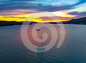 Sunset near Okrug Gornji from above