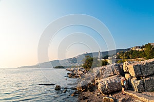 Sunset near the old  lighthouse of Trieste