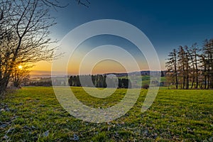 Sunset near Vysoke nad Jizerou in spring fresh color evening
