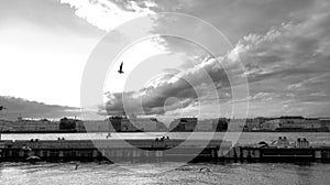 Sunset on Neva river