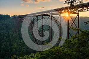 Sunset at the New River Gorge Bridge in West Virginia photo