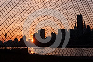 Sunset New York City Chainlink