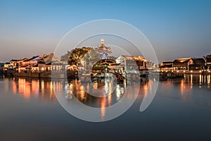 Sunset and night landscape of Shantang Street in Suzhou