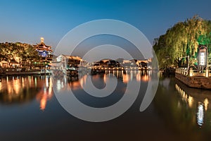 Sunset and night landscape of Shantang Street in Suzhou