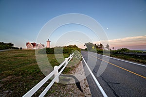 Sunset on Nobska Lighthouse in Cape Cod Massachusetts