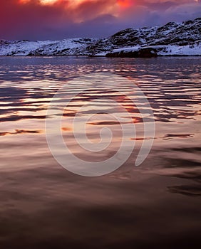 Sunset north of the Polar circkle, Nordland, Norway. Photo of sunset North of the Polar Circle.