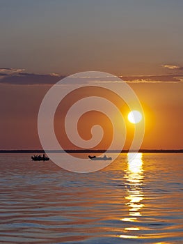 Sunset on a Northern lake photo