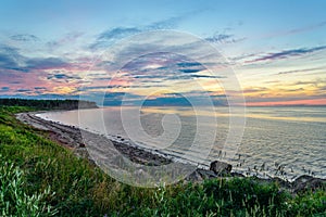 Sunset at Northumberland Strait near the Confederation Bridge ma photo