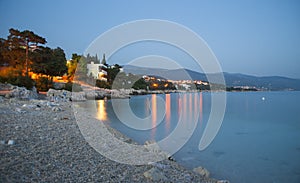 Sunset on Novi Vinodolski beach, Croatia