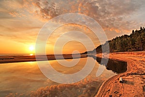 Sunset observing over river
