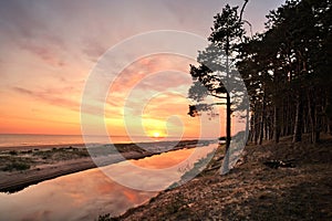 Sunset observing over river
