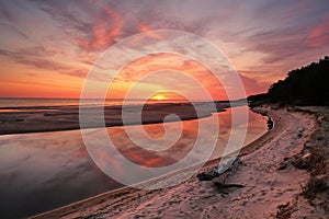 Sunset observing over river