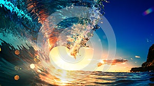 Sunset Ocean Wave surfing crest