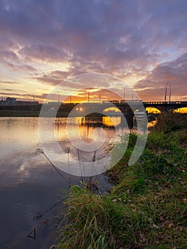 Sunset on the Odra river