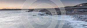 Sunset off the South Wales coast. Ogmore-by-Sea is a popular destination to swim and surf.