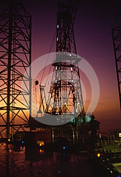 Sunset on Offshore Drilling Rig