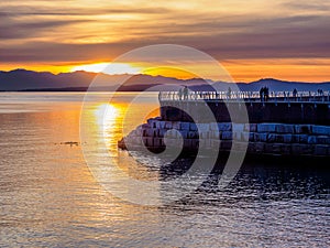 Sunset at the Ogden Point breakwater, Victoria BC