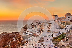 The sunset in Oia Santorini, Greece