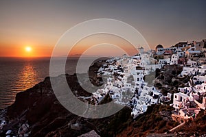 Sunset at Oia, Santorini Island, Greece