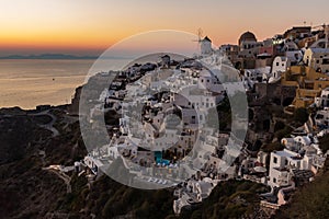 Sunset Oia town Santorini Greece