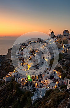 Sunset at Oia village at Santorini Greece , cyclades