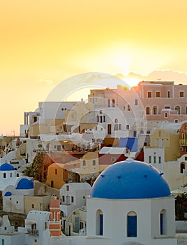 Sunset in Oia village, Santorini island, Greece