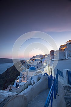 The sunset at Oia village in Santorini island in Greece