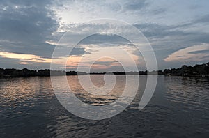 Sunset on the okavango river in namibia