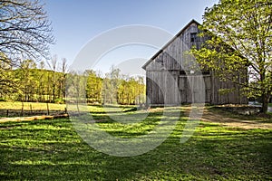 Sunset on old barn