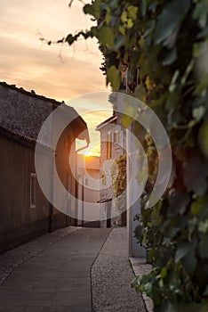 Sunset in an old town
