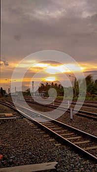 sunset at the old train station