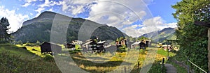 Sunset on an old village from Zermatt