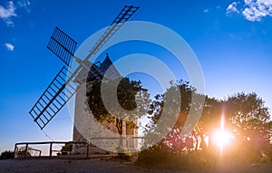 Sunset at old windmill of Porquerolles island