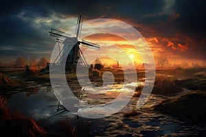 Sunset at the old windmill