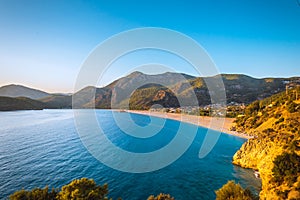 Sunset Oludeniz lagoon sea beach Turkey