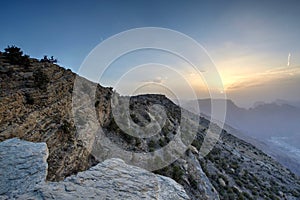 Sunset in the Omani mountains