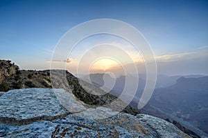 Sunset in the Omani mountains