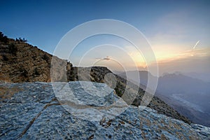 Sunset in the Omani mountains