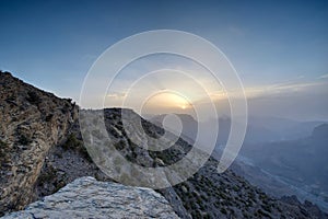 Sunset in the Omani mountains