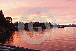 Sunset in Osborne Bay, Crofton, BC