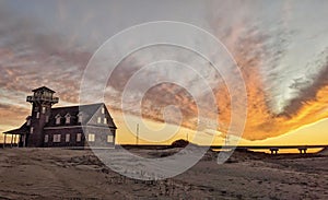 Sunset Over Abandoned Building Oregon Inlet NC