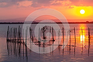 Sunset over Albufera freshwater lagoon