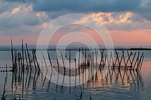 Sunset over Albufera freshwater lagoon