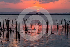 Sunset over Albufera freshwater lagoon