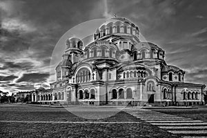 Sunset over Alexander Nevski Cathedral in Sofia