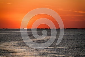 Sunset over Amazon river