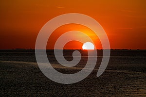 Sunset over Amazon river