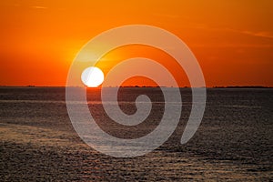 Sunset over Amazon river