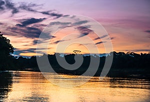 Sunset over Amazon river in Brazil