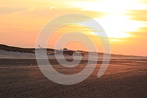 Sunset over Ameland beach, the Netherlands